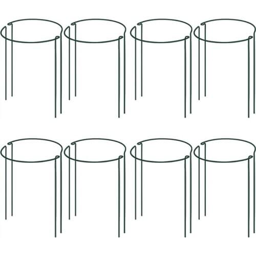 Plant Support Stake, 8-Pack Half Round Metal Garden Plant Supports, Green Garden Plant Support Ring, Garden Border