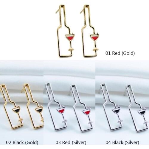 Retro Metal Wine Bottle Drop Earrings Gold Color Hollow Geometric Party Personality Statement Earrings Simple Jewelry #273513