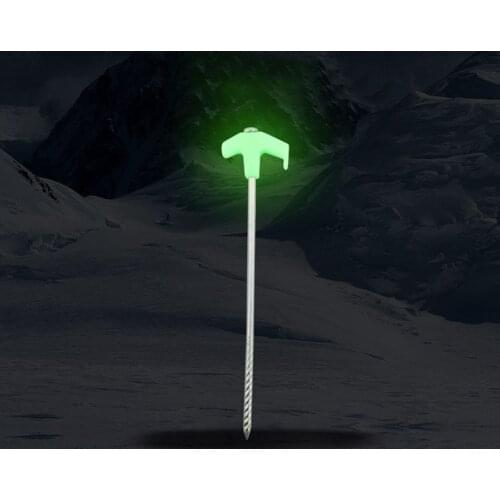 Steel Camping Tent Stakes Glow in The Dark Ten Pegs Pins Nail For Tent Rope Ultralight High Strength