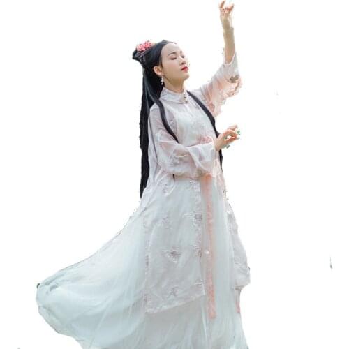 Women Ancient Hanfu Dress Chinese Traditional Folk Dance Costume Oriental Style Tang Dynasty Stage Clothing Girl Fairy Cosplay