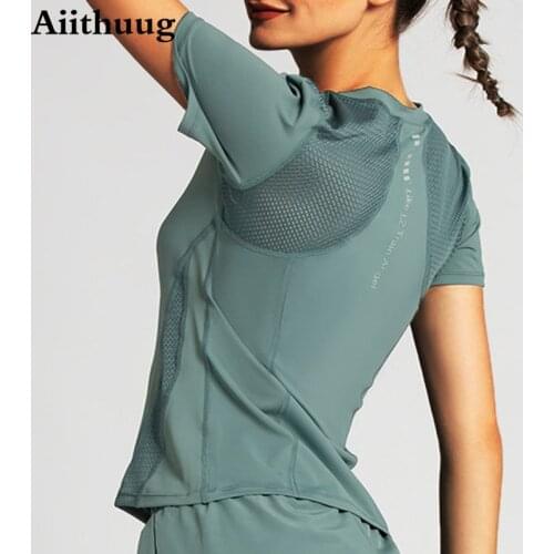 Aiithuug Women Gym Top Women Workout Shirt Quick Dry Fitness Yoga Shirts Short Sleeve Mesh Top Workout Tank Tops Athletic Shirt