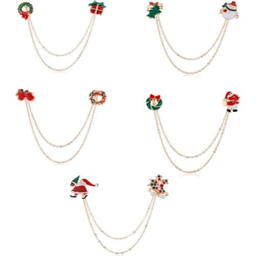 1PC Christmas Family Brooches Snowman Santa Tree Bells Brooch Enamel Pins Badges Cartoon Jewelry Set Santa Claus Tree Xams Gifts