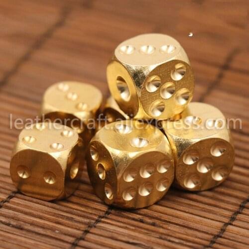1pcs Solid Brass Bar Games Dice Manual Polishing Six Sided Home Bar Party Supplies 2 Sizes 13mm/ 15mm
