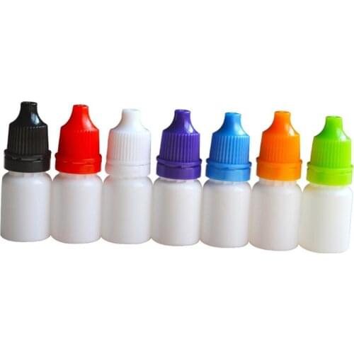 100Pcs/Lot 5ml Empty Plastic Squeezable Dropper Bottles Eye Liquid Dropper With Childproof Cap Thin Needle Tip Bottlle Colorful