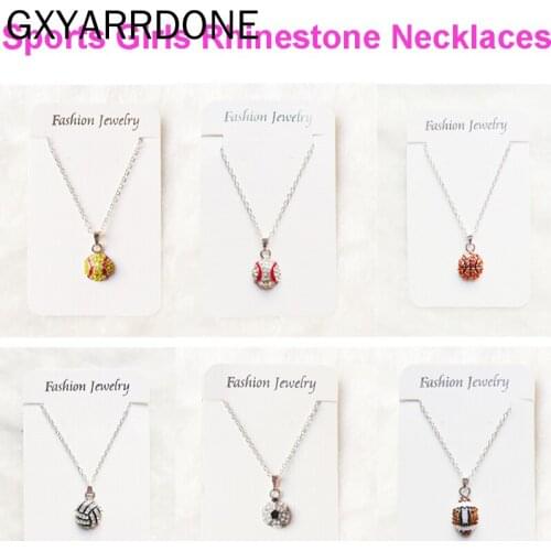 12pcs Softball Baseball Necklace Rhinestone Crystal Bling For Girls Sports Accessories