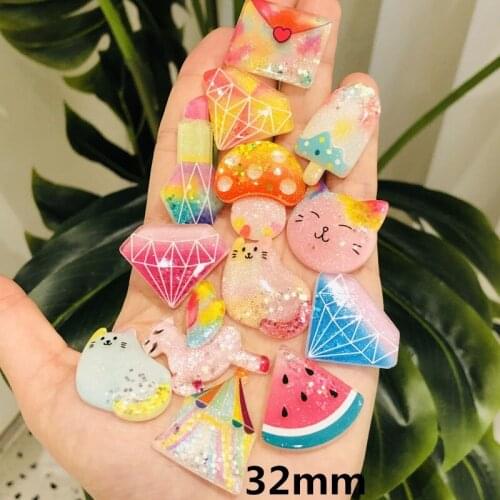 13pcs Mixed shiny Animals Fruit Candy Color Flat Back Figurine DIY Kids Birthday Party Scrapbook Decor Home Craft