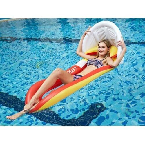 160*90cm Inflatable Air mattresses Floating row Water lounge with sunshade