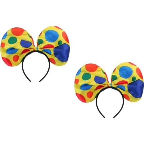 2pcs Fashion Clown Hat Headband Circus Jester Polka Dots Hairband Women Fancy Dress Hair Accessories