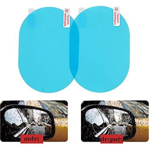 2pcs Oval Car Rearview Mirror Waterproof Sticker Anti Fog Anti-Glare Rainproof Protective Film for Door Mirror 10x15cm