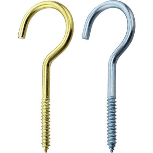 20Pcs/set Galvanized Copper Plating Threaded Hook High Strength Solid Durable Cupboard Doors Windows Lamps Shofar Hooks E12004