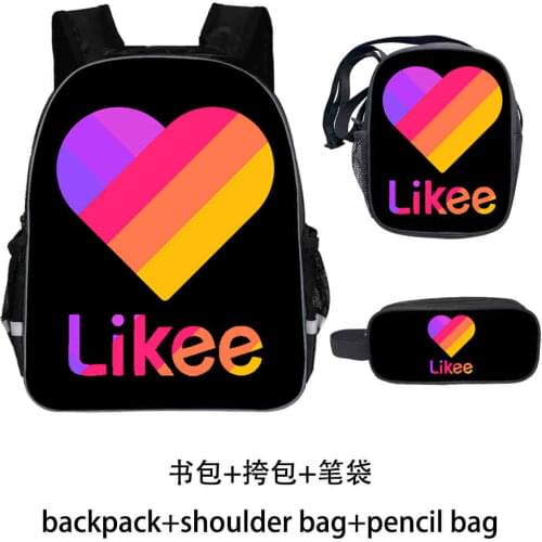 3PCS School Bag Set LIKEE Video 1 Printing School Backpack For Teenagers Boys Girls Student Travel Book Bag Schoolbags