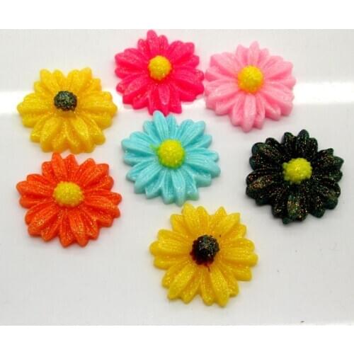 50Pcs Mixed Resin Flower Beads Decoration Crafts Flatback Cabochon Scrapbooking Fit Phone Embellishments Diy Accessories
