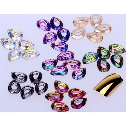 50pcs/pack 8-10MM Ring Shape angle Rings glass Hollow beads crystal Used for Women jewelry Nail Art Decoration Dress Decoration