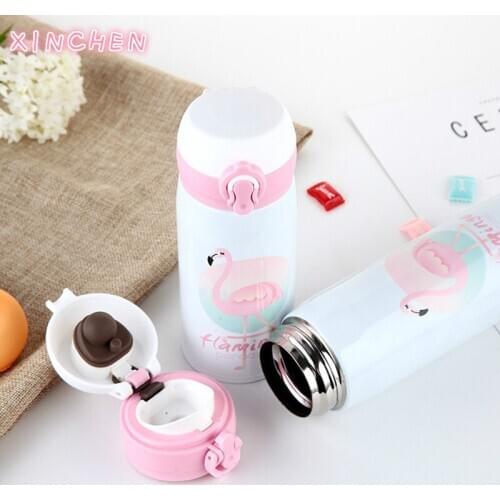 500ml Cartoon Flamingos Thermal Cool Insulation Water Bottle Portable Stainless Steel Vacuum Flask Summer Outdoor Drink Bottle
