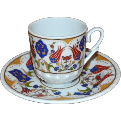 6x2 Gilded Porcelain Coffee Cup Set, Coffee Cup and Saucer Set , Coffee cup and saucer, Mug