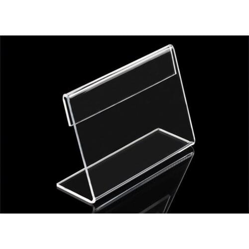 9x6cm 8x5cm 20pcs L-shape Acrylic Table Sign Price Tag Label Display Paper Promotion Card Holders desk label card frame rack