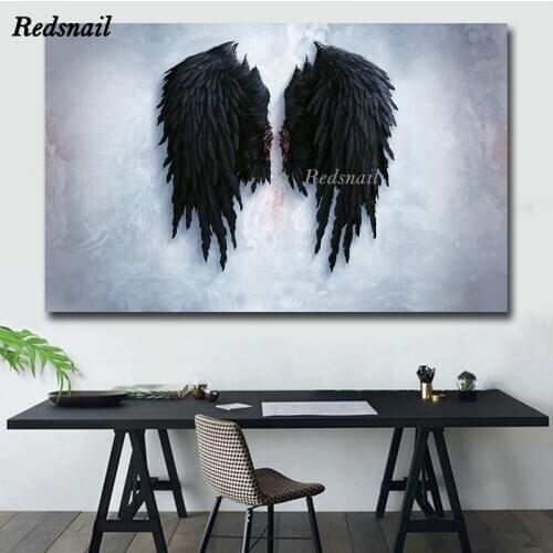 Diamond Embroidery,Angel Wings Feather ,5D,diy Diamond Painting ,cross-stitch full Drill Mosaic Wall Art Black and white EE973