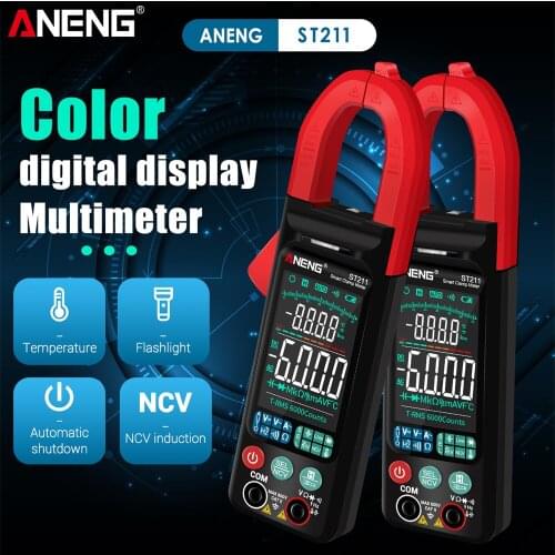 Big Display ST211 Digital Clamp Meter 6000 Counts Multimeter DCAC Voltage Current Tester Car Amp Hz Big Screen NCV Ohm Test