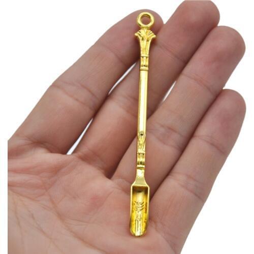 Cheap high quality Golden Metal Spoon Use For Sniffer Snorter HOOVER HOOTEER Snuff Snorter.Powder Spoon Smoking Accessories