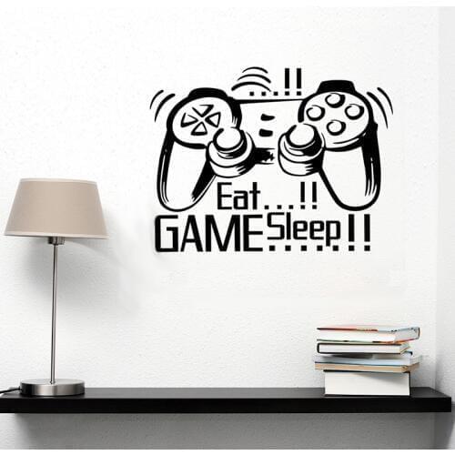 Eat Sleep Game Gamepad wall sticker Boys Play Room Bedroom living room home decoration mural wall stickers decals wallpaper