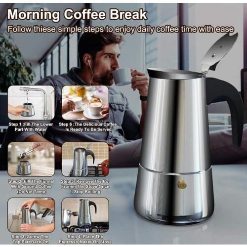 HGHO Moka Coffee Pot Espresso Latte Percolator Stove Coffee Maker Espresso Pot Italian Coffee Expresso Makers for Home