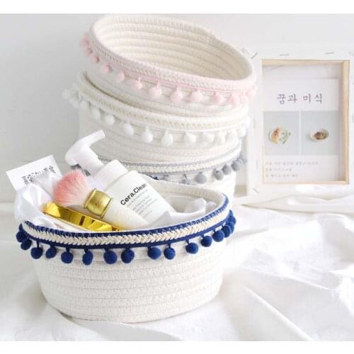 20.5x9.5cm Round Cotton Rope Knitted Storage Basket For Kids Toys Cosmetics Nursery Hamper Home Accessories