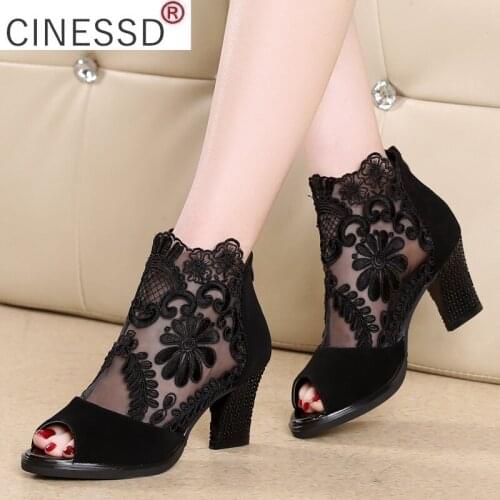 Summer mesh Peep Toe sandals sexy heels single shoes women shoes in Europe and America 2021 spring and summer gauze mujer