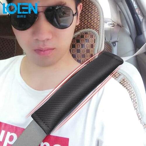 LOEN 2PCS Carbon fiber Leather Car Seat belt Cover Shoulder Protection car-styling pad for toyota audi bmw honda universal car