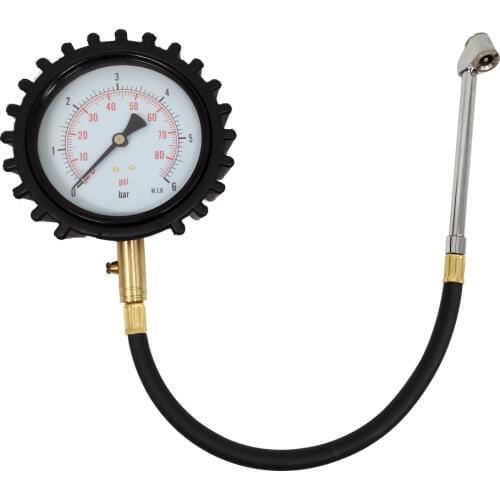 4 Inches Dial Car Tire Pressure Gauges With Heavy Duty Long Dual Head Air Chuck