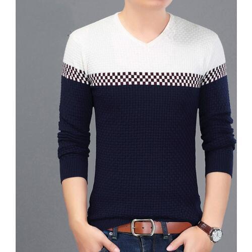 Brand Autumn And Winter Men Sweaters V-neck Long Sleeve Knitwear Mens Pullovers Casual Wear Striped Mens Sweater Male M~3XL
