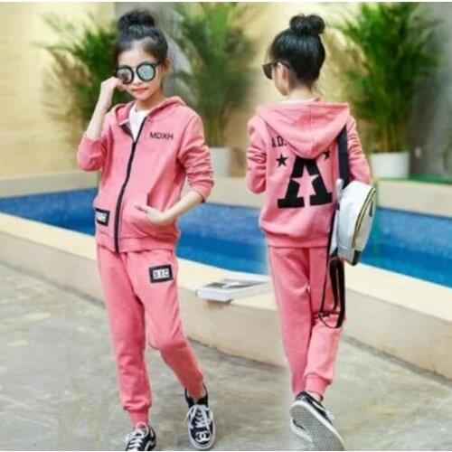 New Autumn Girls Clothing Clothes Suits Kids Letter Hooded Jacket Pants 2PCS/Sets Children Clothing Teen Girls Casual Tracksuit