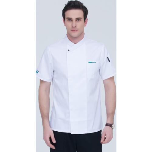 Chefs clothing short-sleeved breathablecotton catering hotel Western chef uniforms large size men and women chefs work uniforms