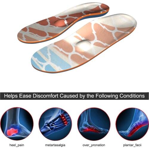 Orange Stripe Full Length Inserted EVA-Orthopedic Insoles, Orthotics Flat Foot Health Sole for Shoes Arch Support insole
