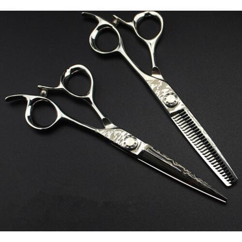 Professional 6'' Damascus steel cut hair scissors haircut scissor thinning barber makas hair cutting shears hairdresser scissors