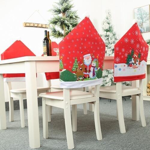 6PCS/LOT Christmas Chair Covers Christmas Seat Covers Christmas Decoration for Home Table New Year Chair Cover Big Size
