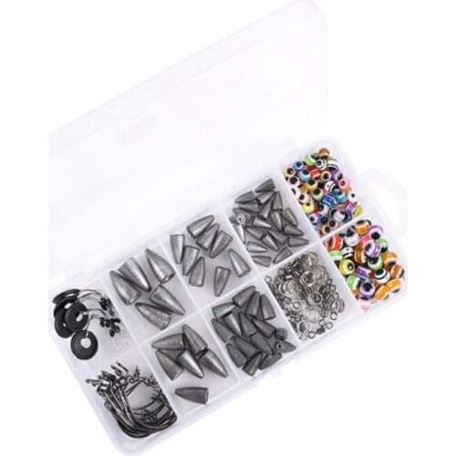 Fishing Weights Bass Sinkers Fishing Hooks Swivels Beads Sinkers Rig Kit Fishing Rings Tackle Accessories Kit