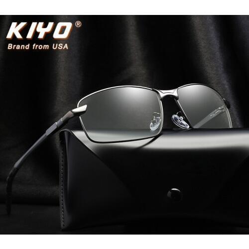 KIYO Brand 2020 New Men Square Photochromic Polarized Sunglasses Aluminum and Magnesium Classic Sun Glasses UV400 Driving 3043A