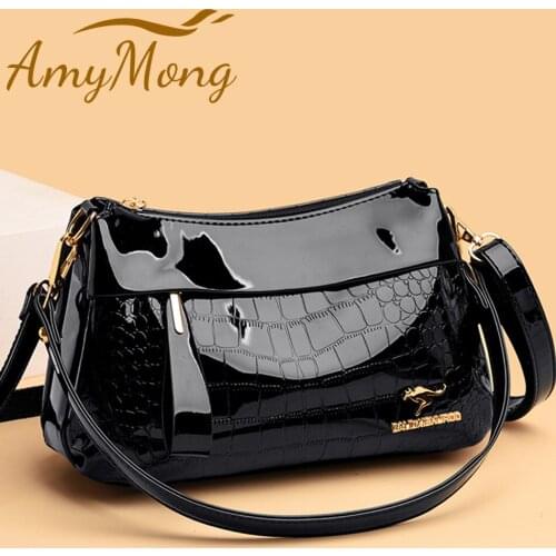 3 Layers Women Handbag Purses Luxury Designer Patent Leather Shoulder Messenger Crossbody Bags for Female Vintage Sac A Main New