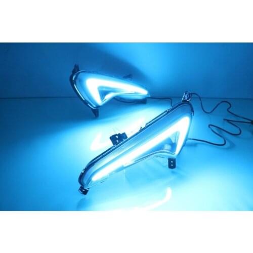 Eosuns Led Drl Daytime Running Light for Hyundai Accent with Yellow Turn Signals and Blue Night Running Light