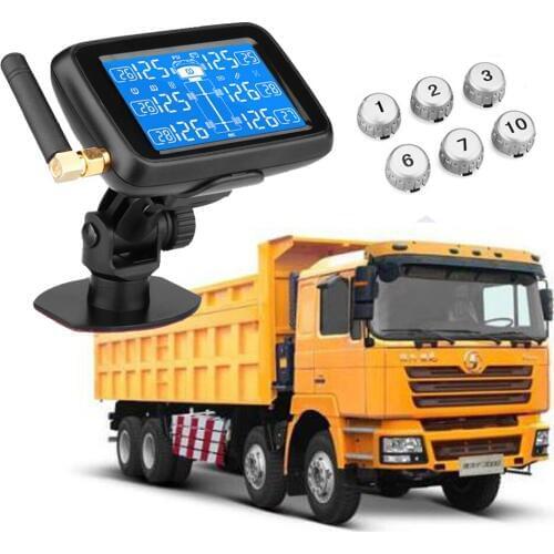 Universal Truck BUS Wireless TPMS Tire Pressure Monitoring System Color LCD Display with 6 External Sensors