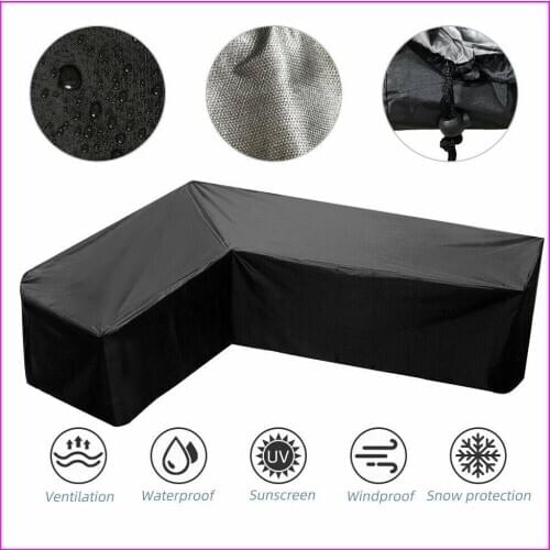 Waterproof L Shape Furniture Cover Outdoor Garden Patio Rattan Sofa Dustproof V Shaped Mold Resistant Cover