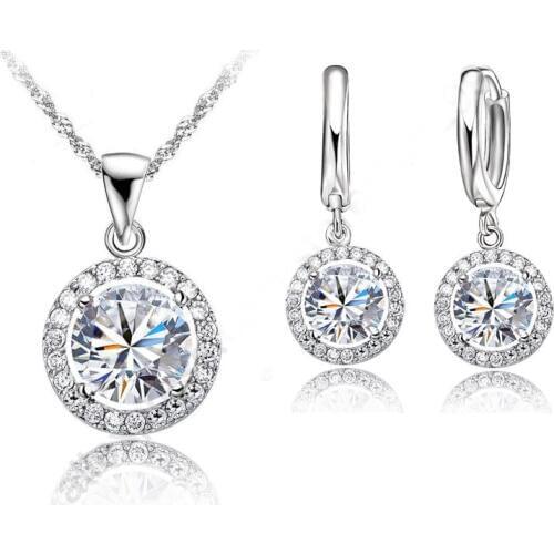 Top Quality Popular Bridal Ornaments Beautiful Necklace + Earring Jewelry Sets Filled Austrian Crystal For Women
