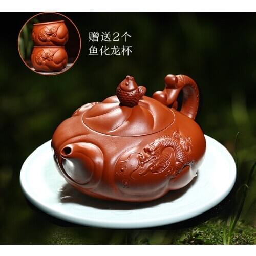 Zhaozhuang Zhuni purple clay teapot with hand carved Teapot Set