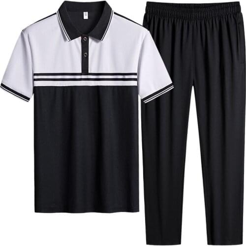 M-8XL Tracksuit Men Sets Sweat Suit Jogger Set Sport T-shirt Pants Men Summer Suit Two-piece Fashion Fitness Suit Men Outfit Set