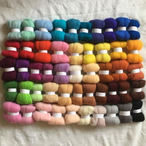 1set 250g Mix 50 Colors Merino Felting Wool Tops Soft Roving Wool Fibre for Needle Felting Wet Felting DIY Doll Needlework