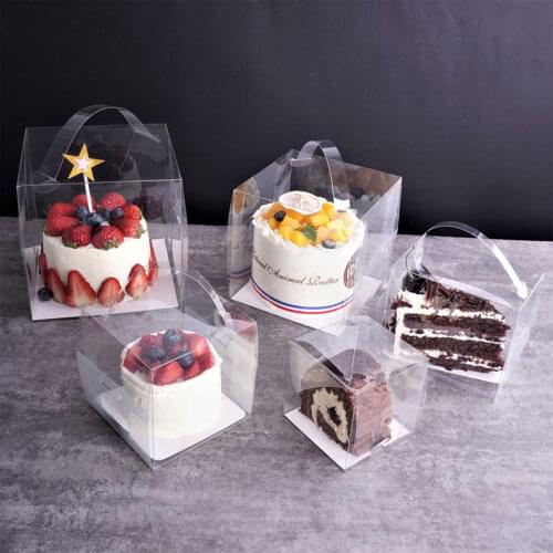 10Pcs Portable Clear Cake Box Handheld Transparent Baking Pastry Portable Cake Packaging Box For Birthday Wedding