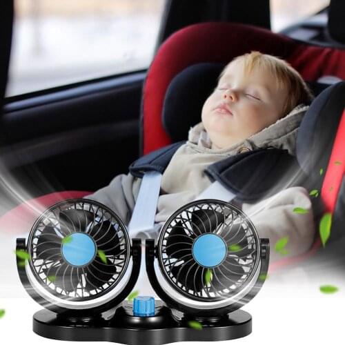 12V 360 Degree All-Round Adjustable Car Auto Air Cooling Dual Head Fan Low Noise Car Auto Cooler Air Fan Car Fan Accessories