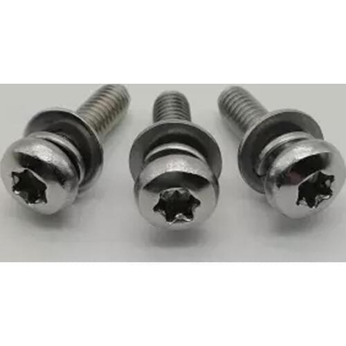 20pcs M4 torx combination screw stainless steel Round head Plum screws Flat pad spring pads three combinations 8mm-30mm long