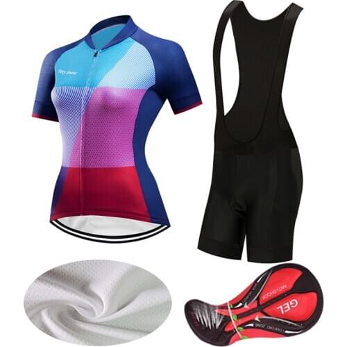 2021 Fashion Bicycle Clothing Women BIB Gel Shorts Summer Cycling Jersey Set Female Kit Dress Road Bike Clothes MTB Suit Uniform
