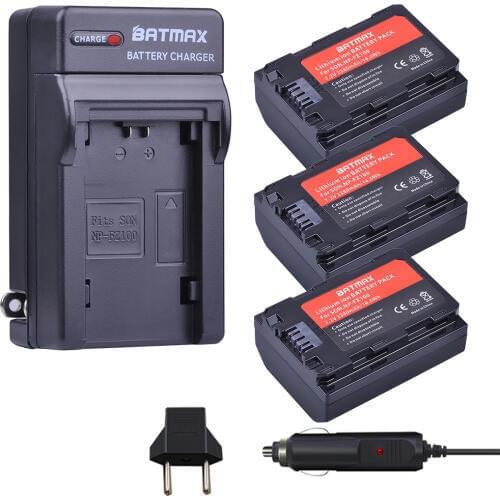 3pcs 2280mAh NP-FZ100 NPFZ100 NP FZ100 Battery +Car Charger for Sony Alpha9,Sony A9,Sony Alpha9R,Sony A9R Cameras
